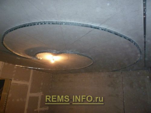 Спиральный потолок из гипсокартона с подсветкой своими руками с фото