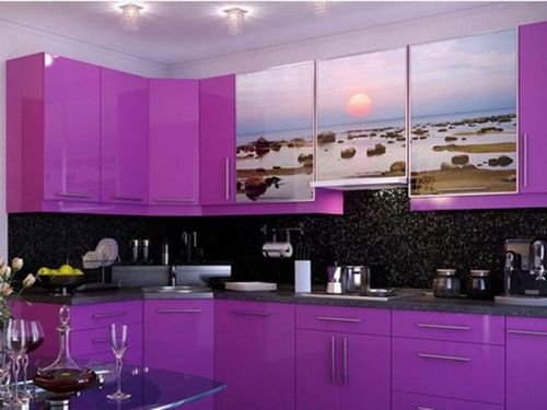 Психология фиолетового цвета в интерьере кухни, правильное сочетание с другими цветами, фото
