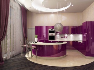 Психология фиолетового цвета в интерьере кухни, правильное сочетание с другими цветами, фото
