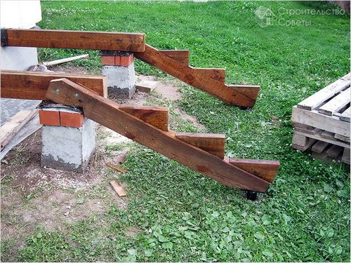 Как сделать ступеньки для крыльца - из бетона, дерева, металла, кирпича (+фото,чертежи)
