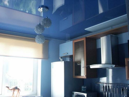 Натяжные потолки для кухни (16 фото). Дизайн натяжного потолка в кухне 