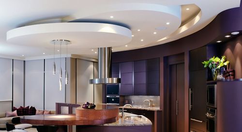 Потолки из гипсокартона для кухни 2018 (77 фото): подвесные фигурные гипсокартонные красивые потолки