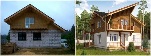 Проект комбинированного дома из кирпича и дерева