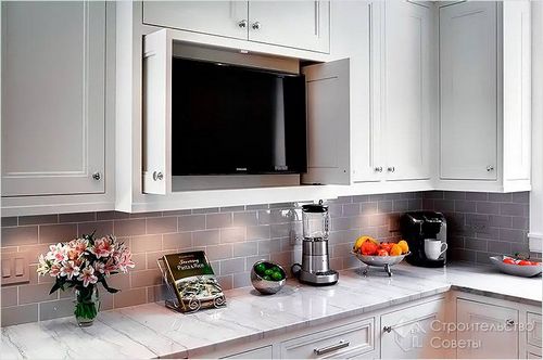 Размещение телевизора на кухне - правила установки