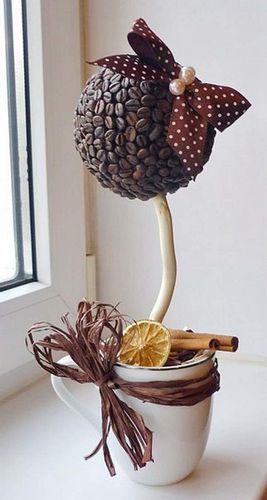 Топиарий из кофе: фото своими руками, кофейное дерево мастер класс, как сделать пошаговая инструкция, с чашкой, видео